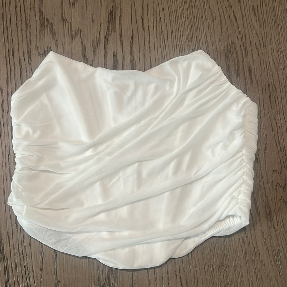 NWT white zip back mesh corset size large